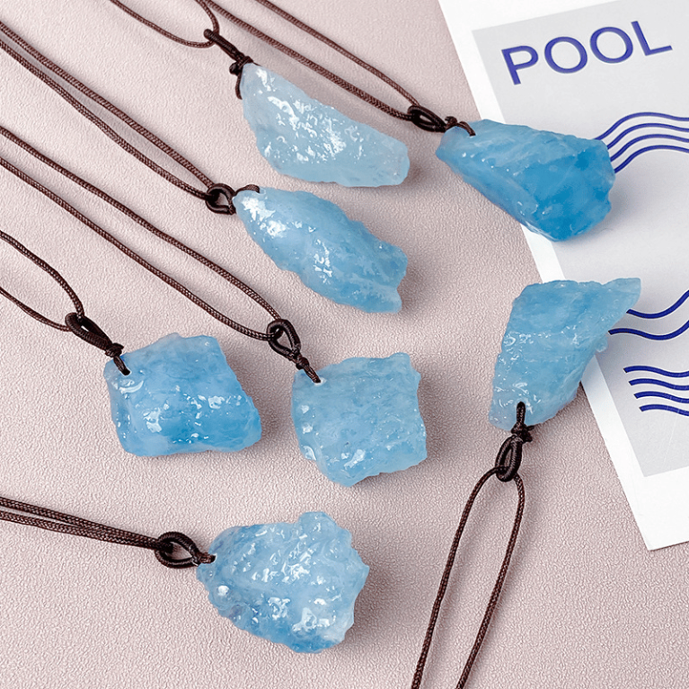 Raw Aquamarine Crystal Pendant_1