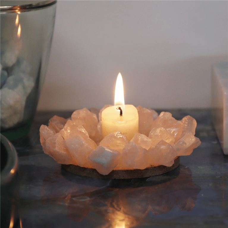 Rose Quartz Candle Holder
