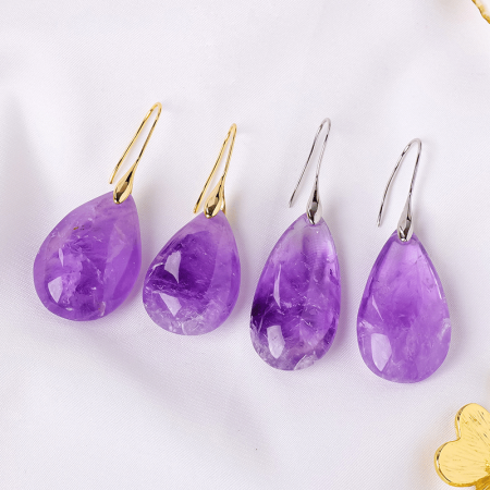 Amethyst Drop Earrings Gold
