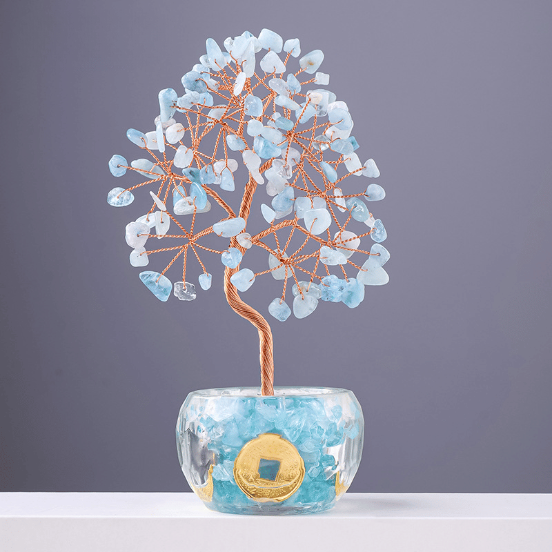 Aquamarine crystal money tree
