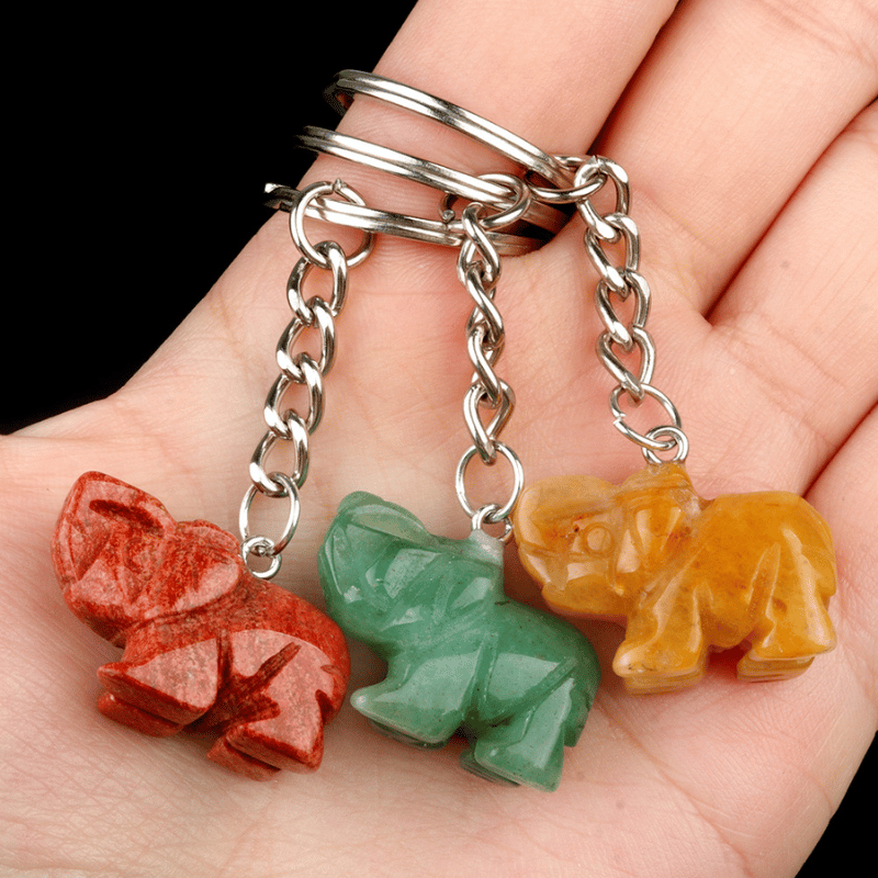 Crystal Elephant Keychain​_size