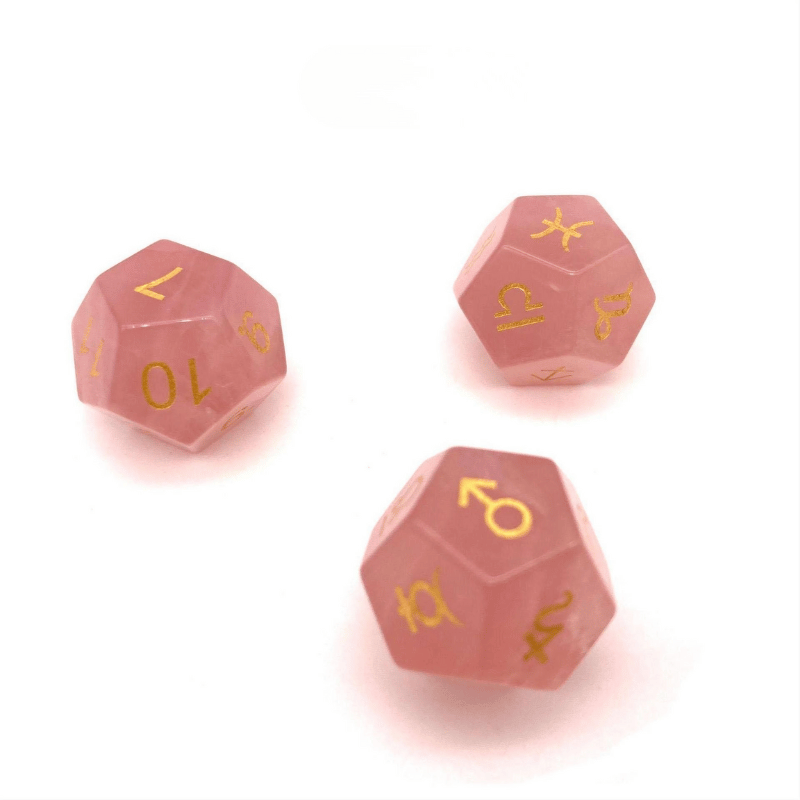 Rose Quartz_Crystal Dice Sets​