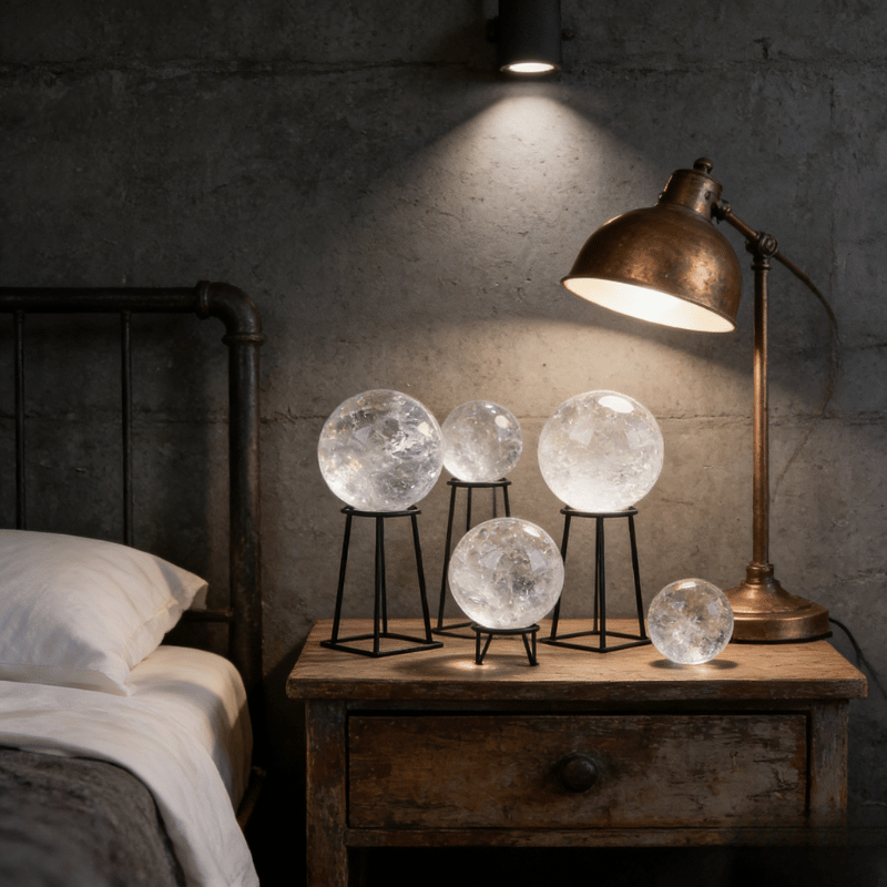 Transparent Clear Quartz Sphere Close-up