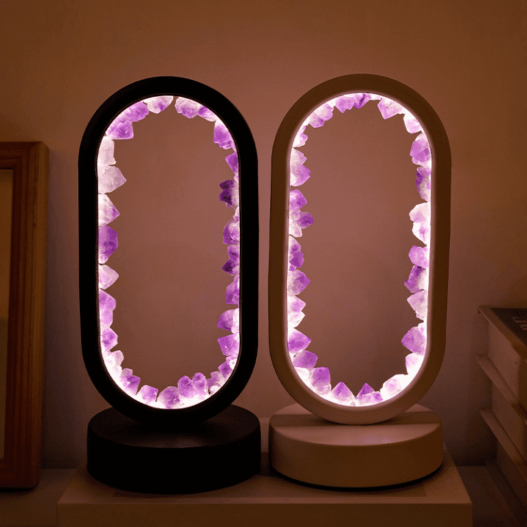 Amethyst Table Lamp Cluster Style