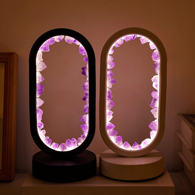 Amethyst Table Lamp Cluster Style