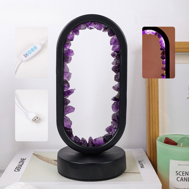 Amethyst Table Lamp Handcrafted Crystal Style