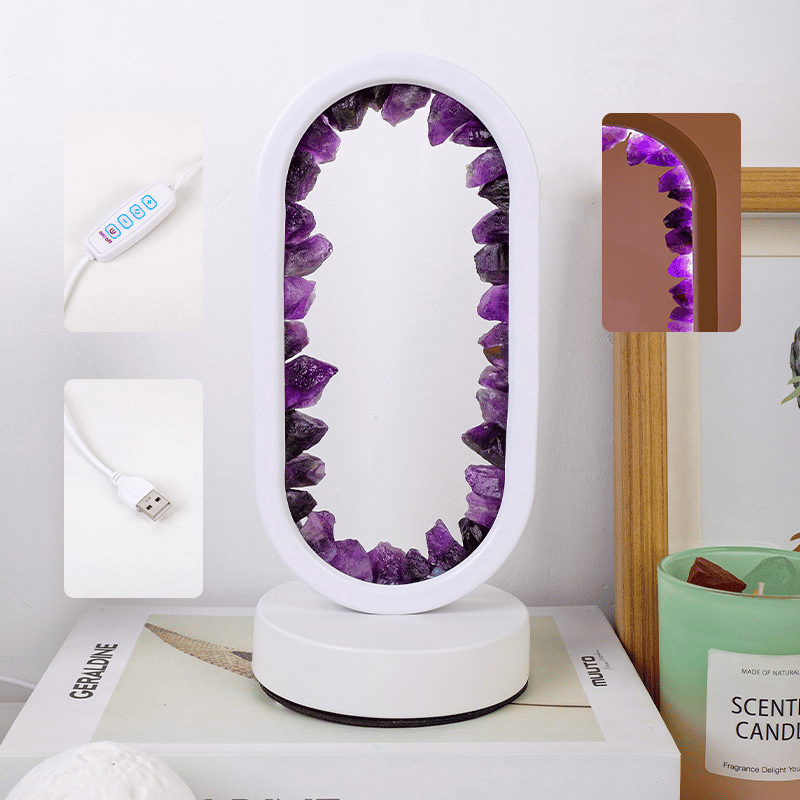 Amethyst Table Lamp Sleek Cylinder Design
