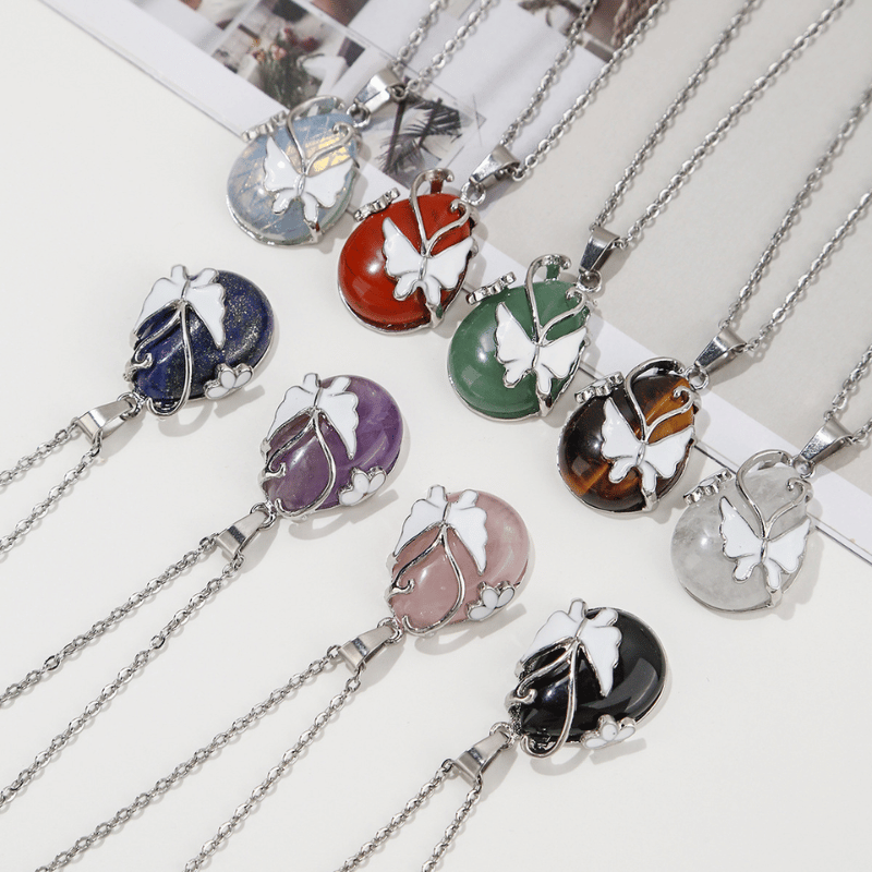 Butterfly Crystal Pendant Necklace_size