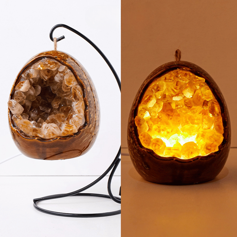Citrine Dinosaur Egg Lamp