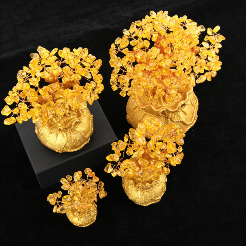 Citrine crystal money tree ornament