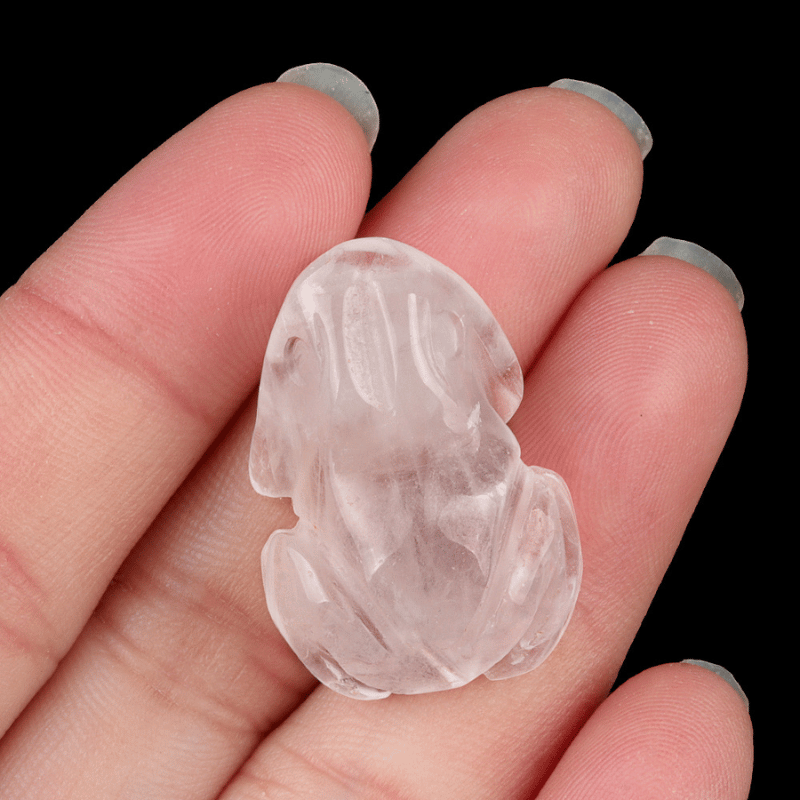 Clear Quartz Crystal Frog Paperweight