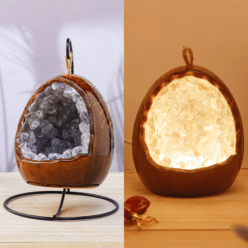 Clear Quartz Dinosaur Egg Lamp