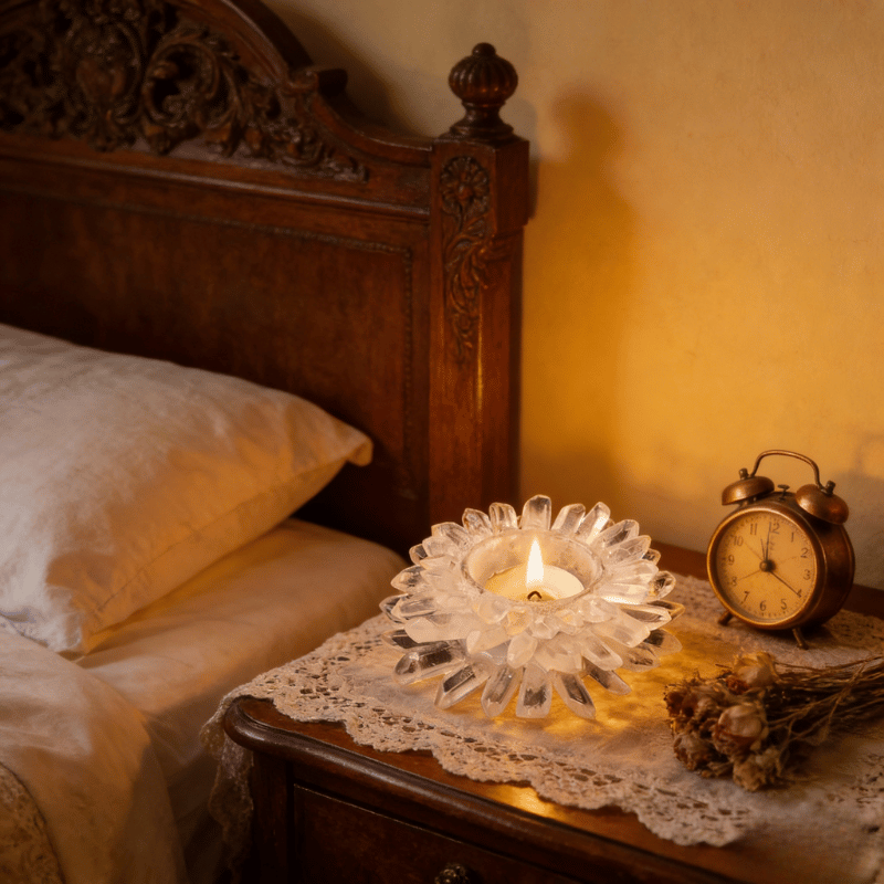 Clear quartz tealight candle holder elegant design