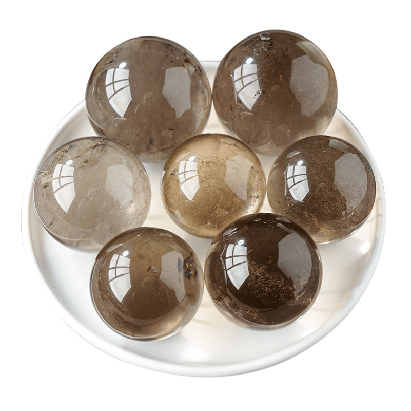 Dark smoky quartz sphere polished gemstone ornament