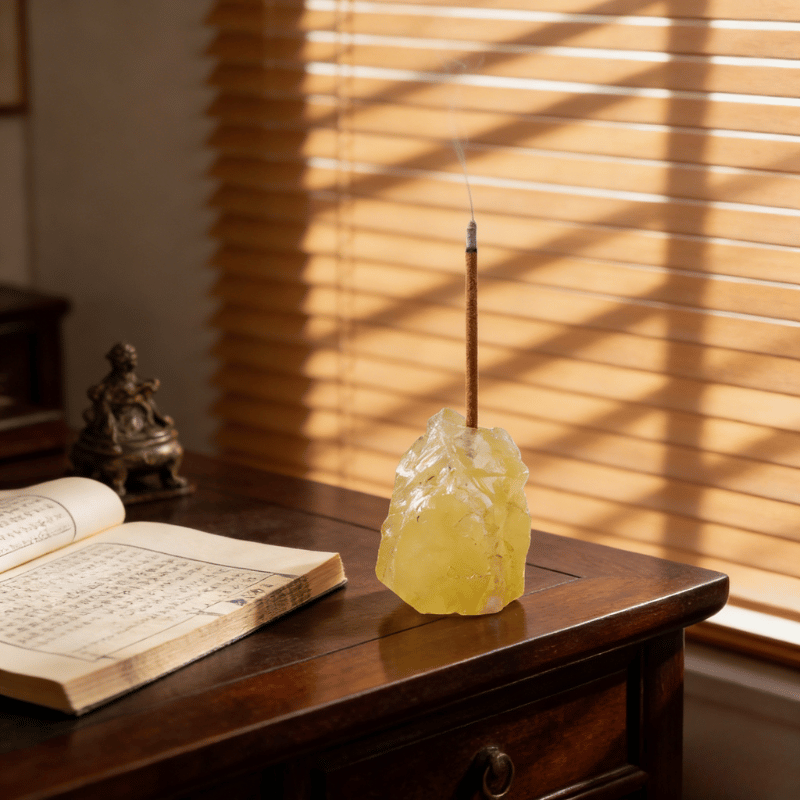 Gemstone incense holder for meditation space