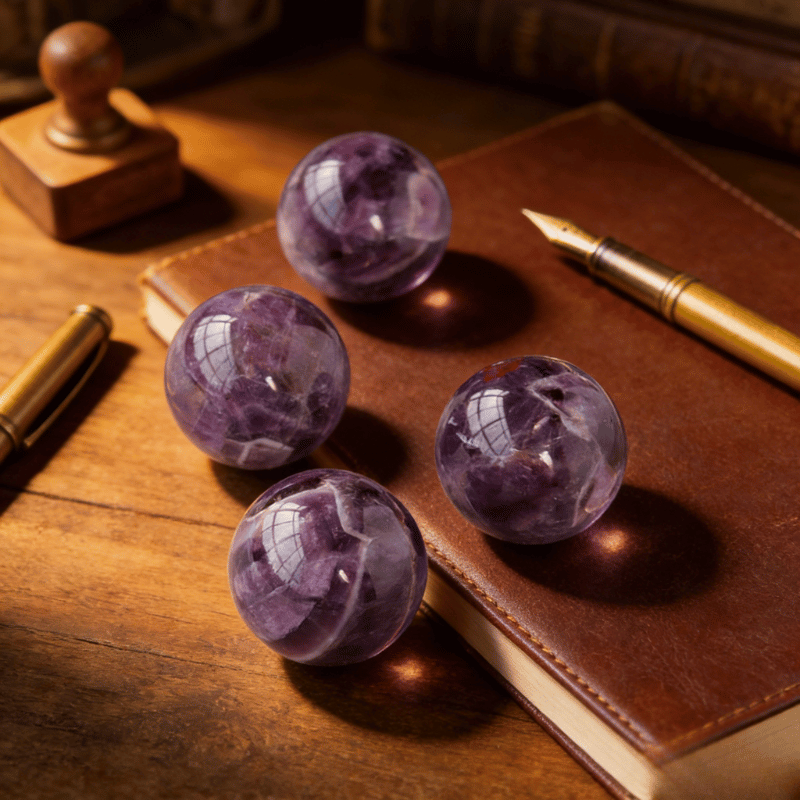 Hand-polished amethyst crystal sphere collectible