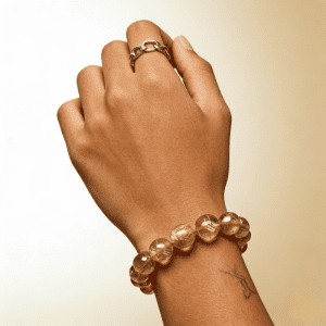 Handmade Gold Rutile Quartz Beaded Bracelet