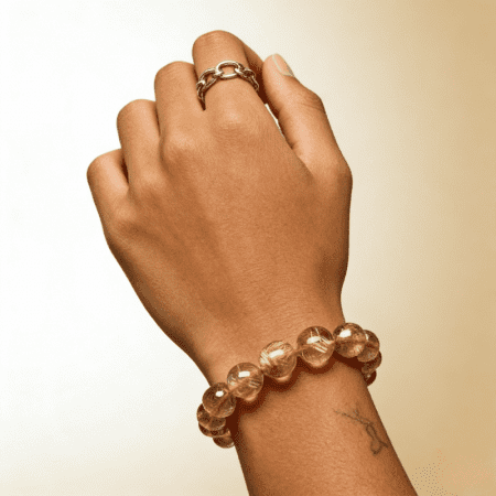 Handmade Gold Rutile Quartz Beaded Bracelet
