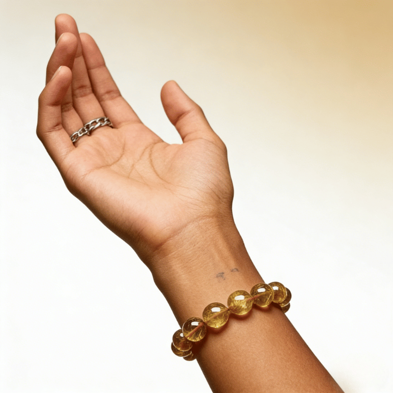 Healing Crystal Gold Rutile Quartz Bracelet