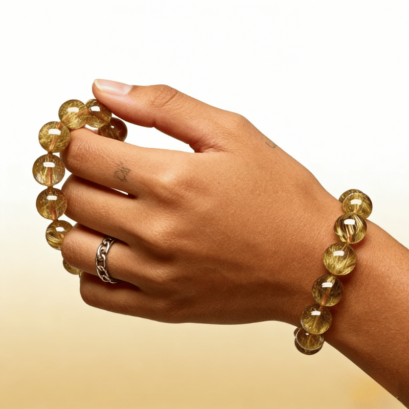 Luxury Natural Gold Rutile Quartz Bracelet