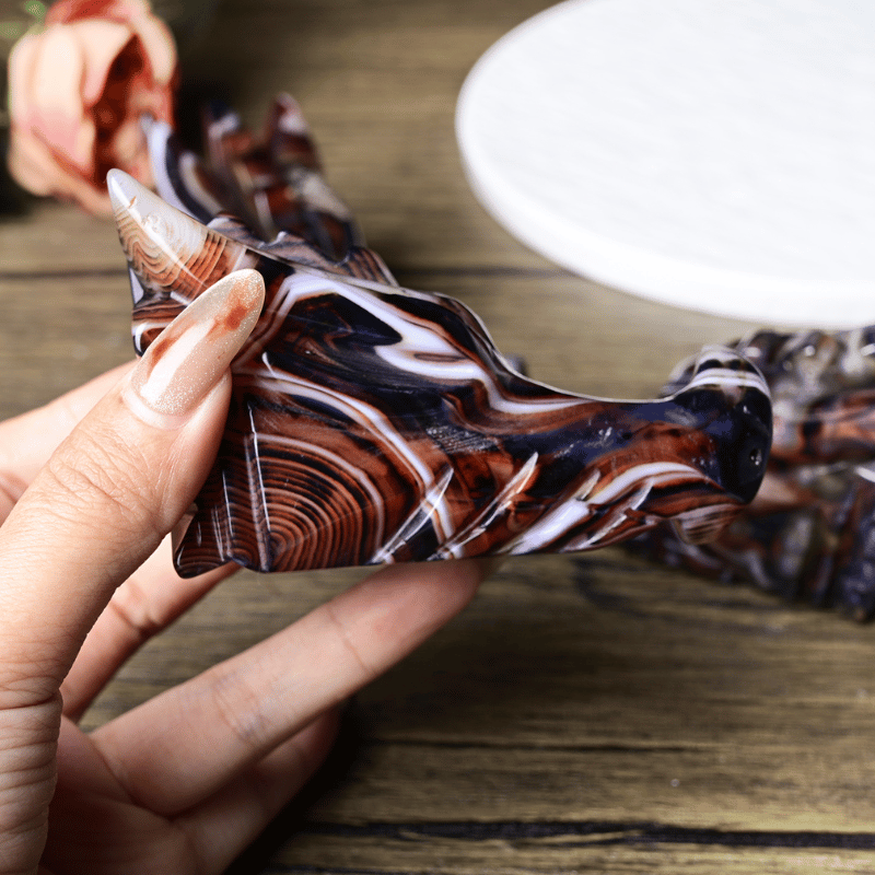 Natural Stone Agate Dragon Head Decoration