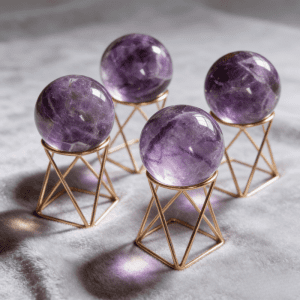 Natural amethyst sphere for office or living room
