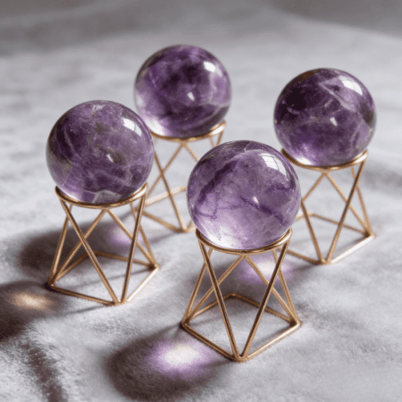 Natural amethyst sphere for office or living room