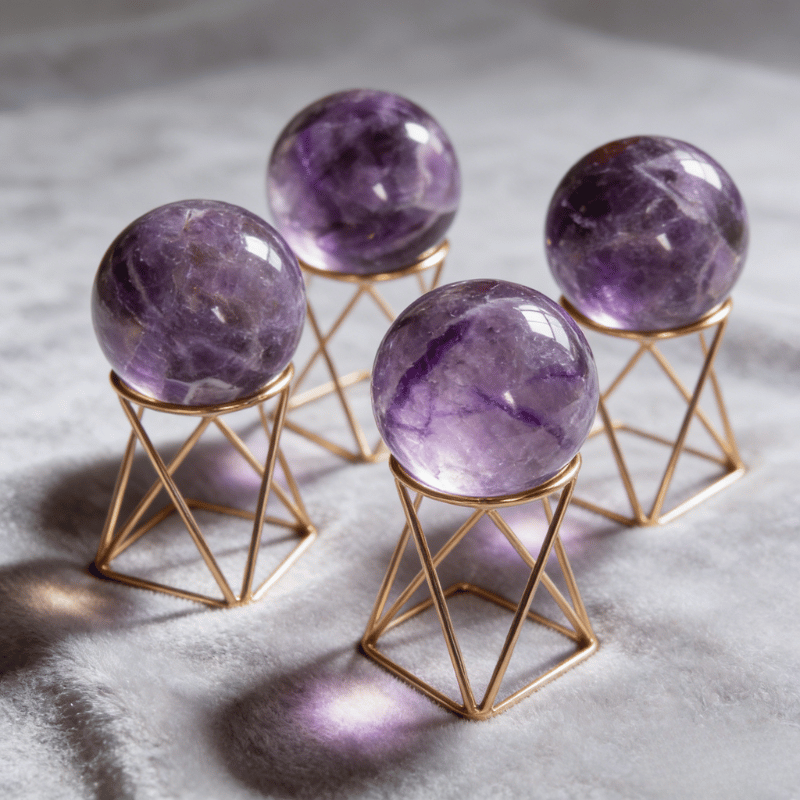 Natural amethyst sphere for office or living room