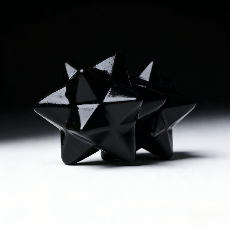 Natural black obsidian Merkaba stone
