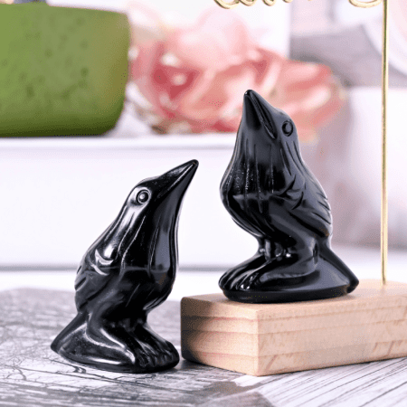 Obsidian Crow Carvings