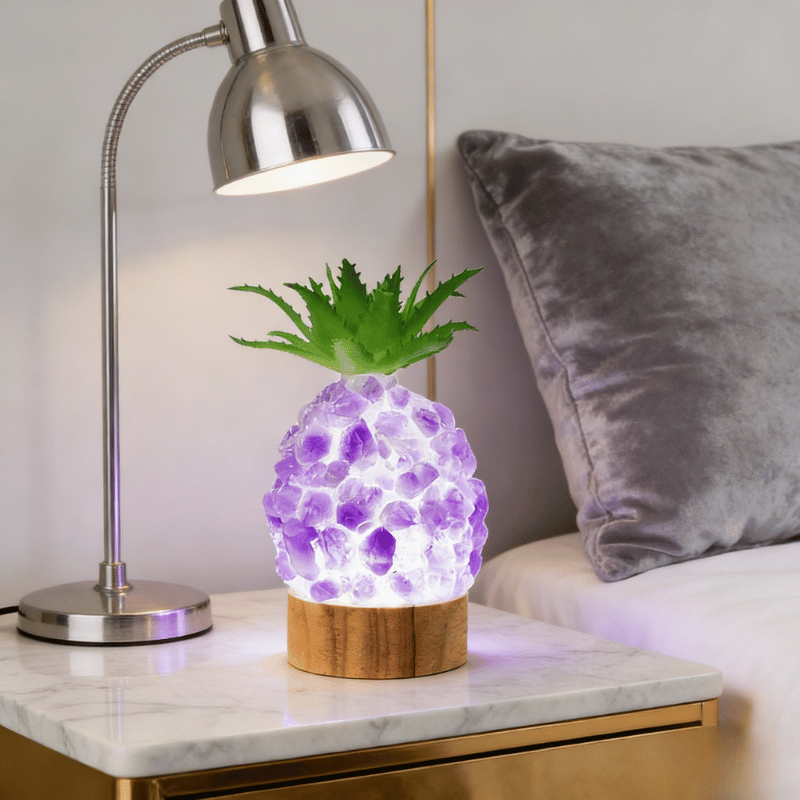 Pineapple crystal lamp with soft ambient glow