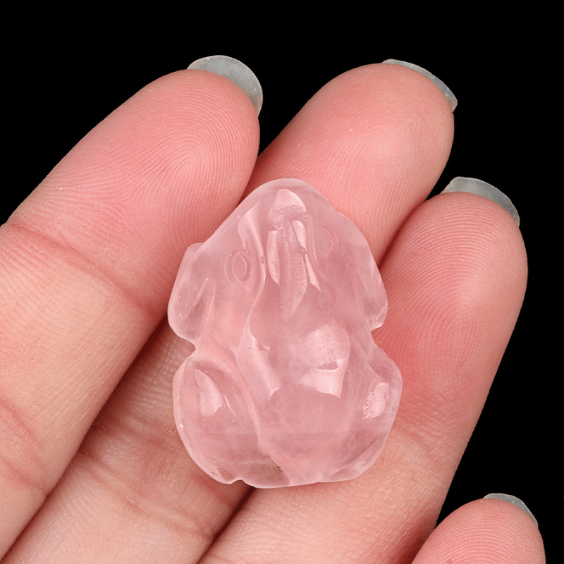 Rose Quartz Crystal Frog Paperweight