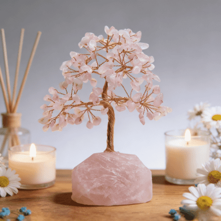 Rose quartz bonsai tree desk decor