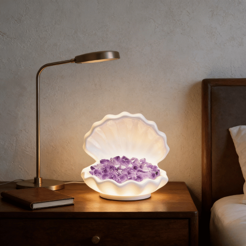 Seashell crystal table lamp with soft ambient lighting