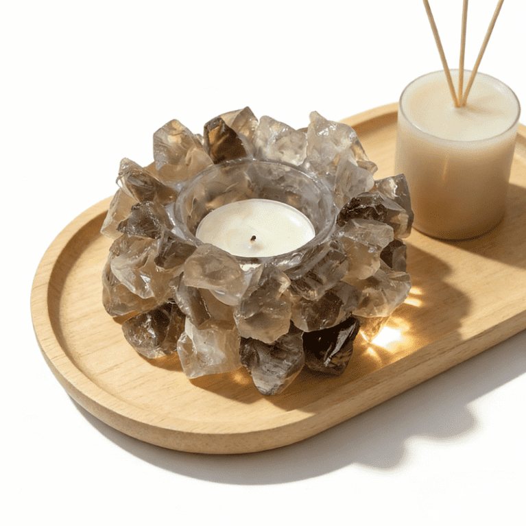 Smoky Quartz Candle Holder Meditation Space Decor