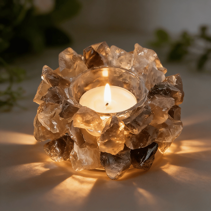 Smoky Quartz Candle Holder Spiritual Home Accent