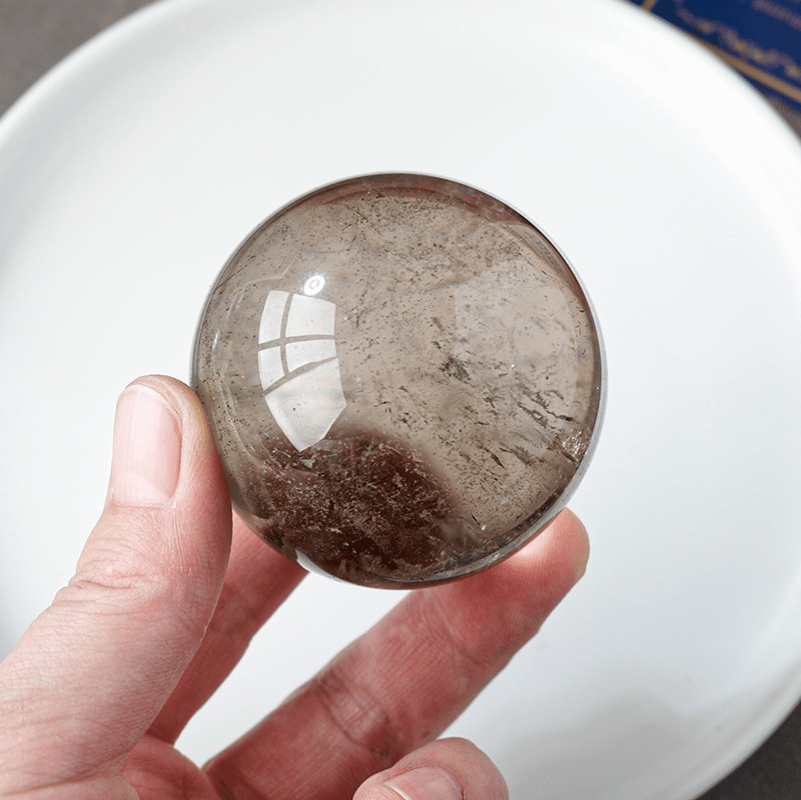 Smoky quartz sphere crystal ball natural stone decor