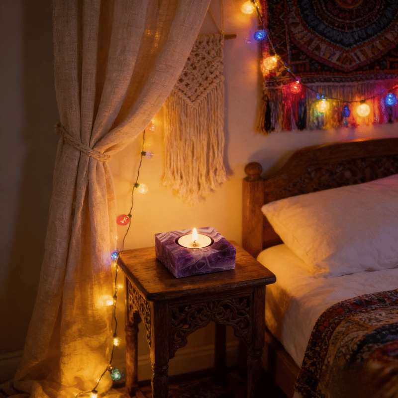 Square crystal candle holder for home table decor