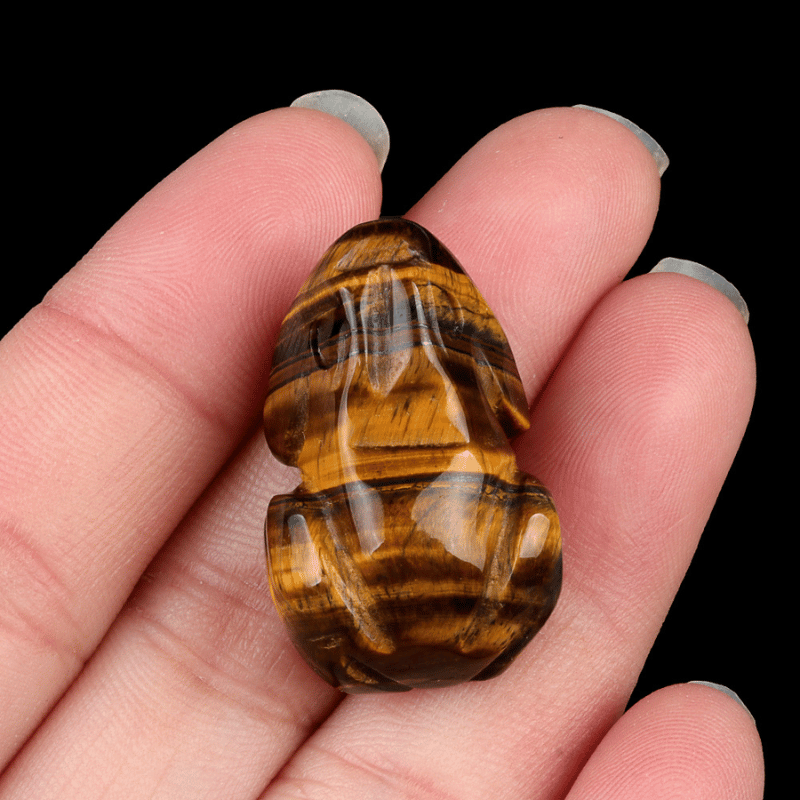 Tiger's Eye Crystal Frog Paperweight